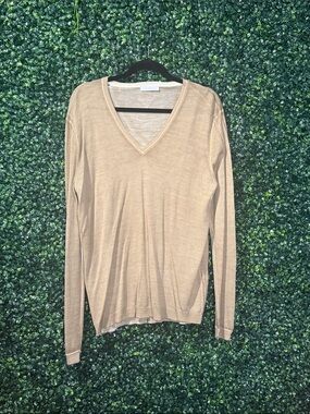 Prada Neutral Tan V-Neck Sweater